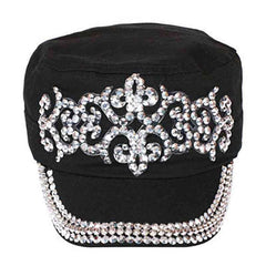 Studded Cadet Cap Cap Something Special Hat LB7628bk Black Medium (57 cm)