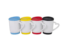 Sublimation 12oz/360ml Ceramic Mug w/ Silicon Lid and Base (Yellow)