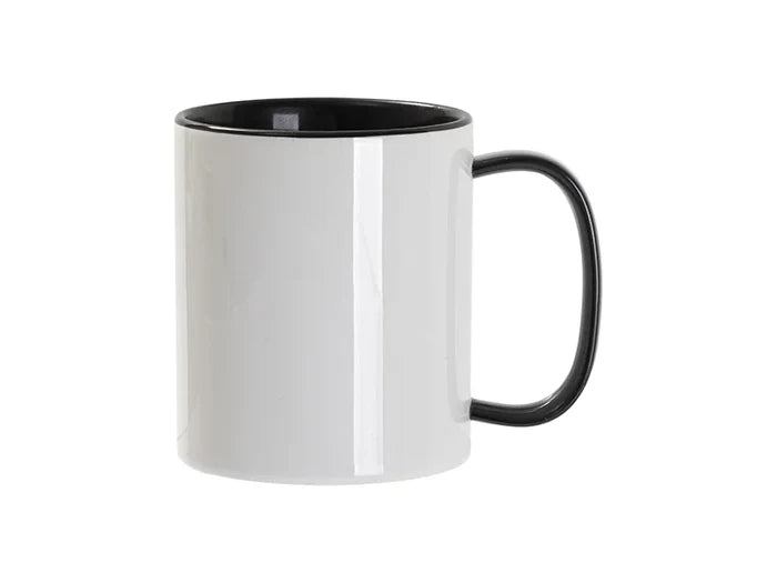 Sublimation Blanks 11oz Two-Tone Color Mug - Black (Black Glass Handle)