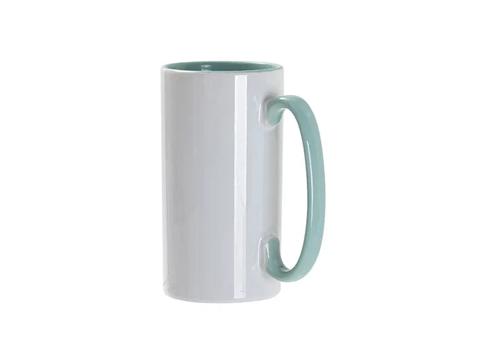 Sublimation Blanks 12.8oz/380ml Inner/Handle Color Skinny Tall Mug-Mint Green