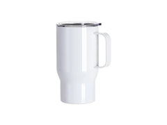 Sublimation Blanks 18oz/550ml Stainless Steel Travel Tumbler with Clear Flat Lid & Handle(White)