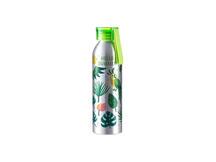 Sublimation Blanks 22oz/650ml Portable Sports Slim Aluminum bottle With Light Green Cap(Silver)