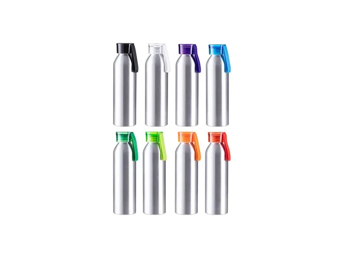 Sublimation Blanks 22oz/650ml Portable Sports Slim Aluminum bottle With Light Green Cap(Silver)