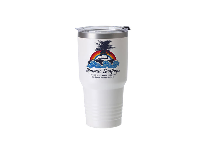 Sublimation Blanks 30oz/900ml Powder Coated Ringneck Grip SS Tumbler with Straw (White, Matt Sub Coating)