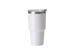 Sublimation Blanks 30oz/900ml Powder Coated Stainless Steel Tumbler w/ Ringneck Grip (White)