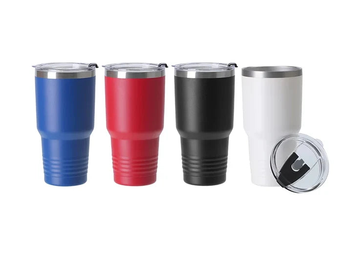 Sublimation Blanks 30oz/900ml Powder Coated Stainless Steel Tumbler w/ Ringneck Grip (White)