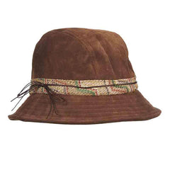 Suede-Look Women's Bucket Hat - Callanan Hats Cloche Callanan Hats lv376ch Chocolate Medium (57 cm)