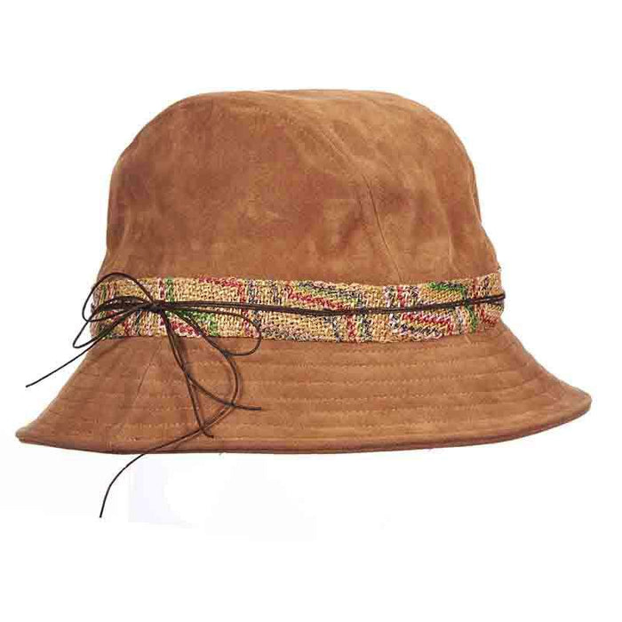 Suede-Look Women's Bucket Hat - Callanan Hats Cloche Callanan Hats lv376ca Caramel Medium (57 cm)