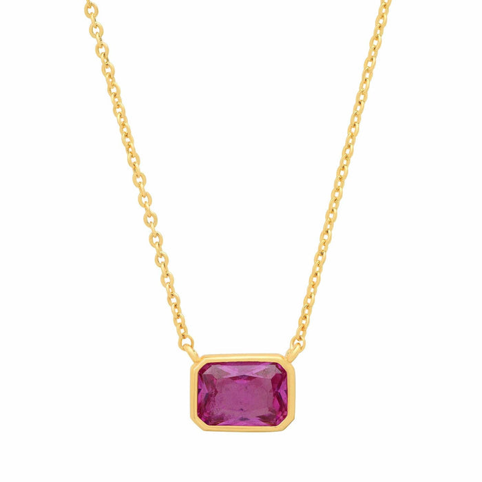 Tai Jewelry East West Gemstone Bezel Necklace (Multiple Colors)