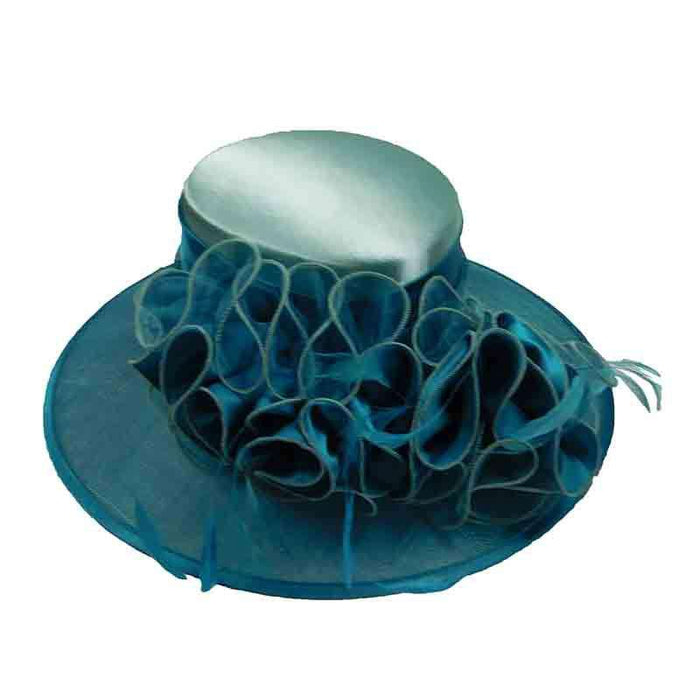 Teal Dress Hat with Lily Bouquet Dress Hat Something Special Hat