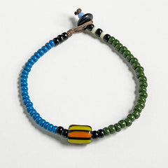 Trade Bead Bracelet (Denim Blue & Olive)