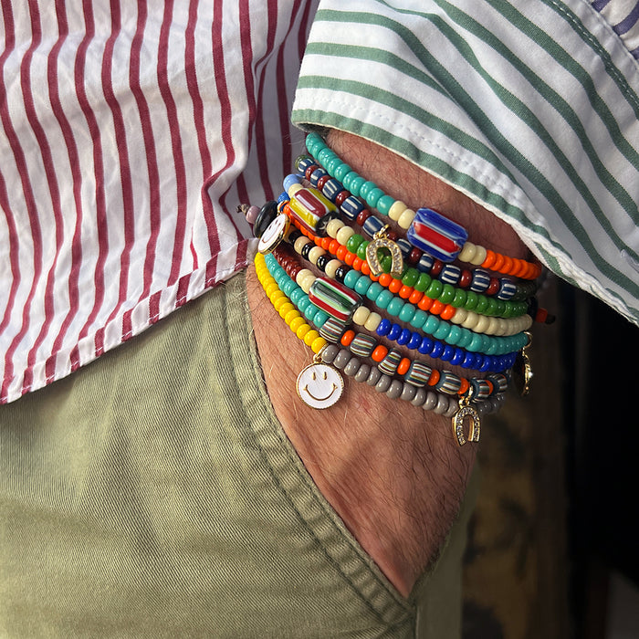 Trade Bead Bracelet (Denim Blue & Olive)