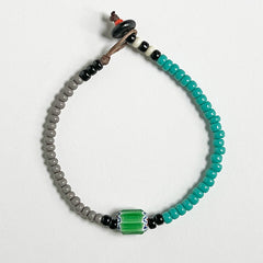 Trade Bead Bracelet (Grey & Turquoise)