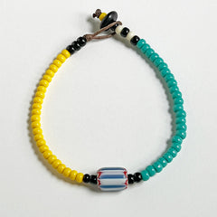 Trade Bead Bracelet (Yellow & Turquoise)