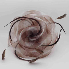 Two Tone Puffy Tulle Flower Fascinator Fascinator Something Special Hat lb7721BN Brown