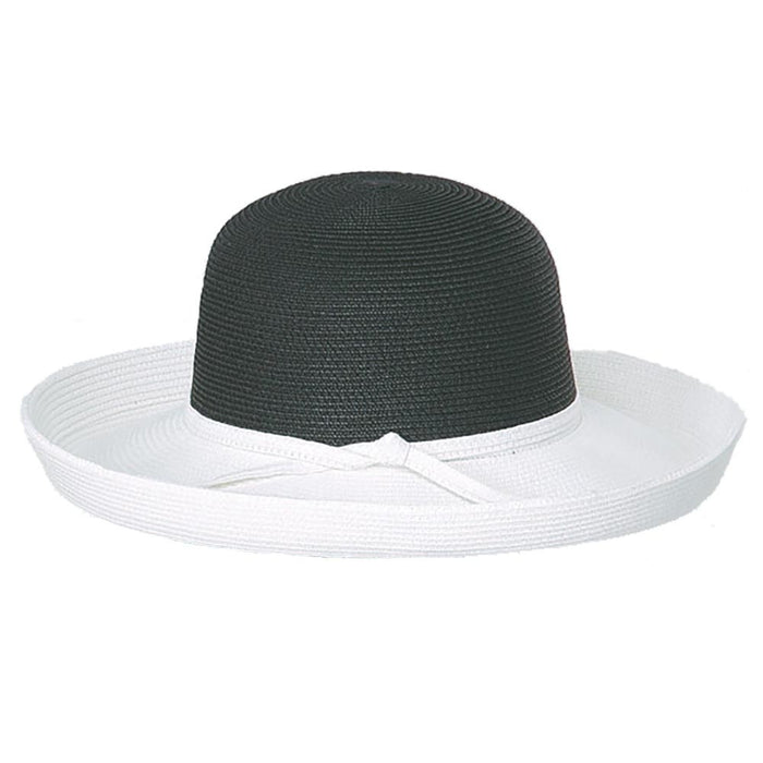 Two Tone Up-Brim Sun Hat - Jeanne Simmons Hats Kettle Brim Hat Jeanne Simmons Accessories JS8210 Black / White