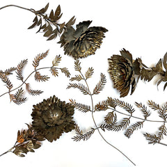 Vintage Brass Flower Stems & Leaf Branches (Set of Six)