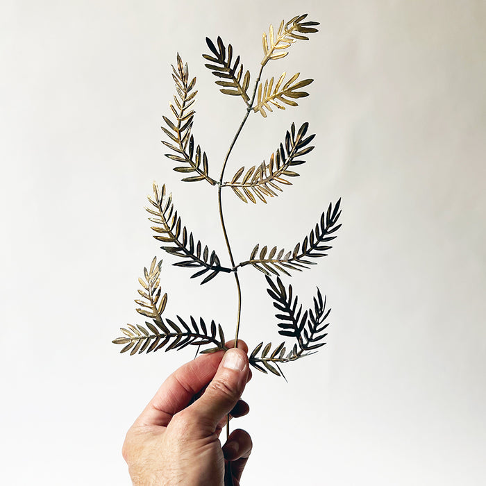 Vintage Brass Flower Stems & Leaf Branches (Set of Six)