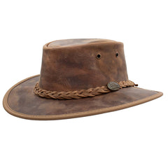 Vintage Bronco Full-Grain Leather Outback Hat - Red Rock Hats Safari Hat Red Rock Hats 1081HI3S Hickory Small (53 cm)