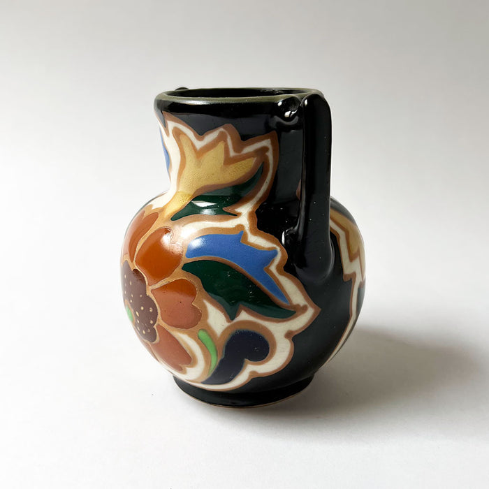 Vintage Deco Ceramic Vase with Double Handles Made in Japan