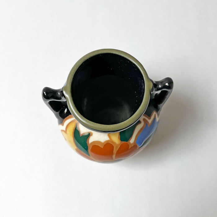 Vintage Deco Ceramic Vase with Double Handles Made in Japan
