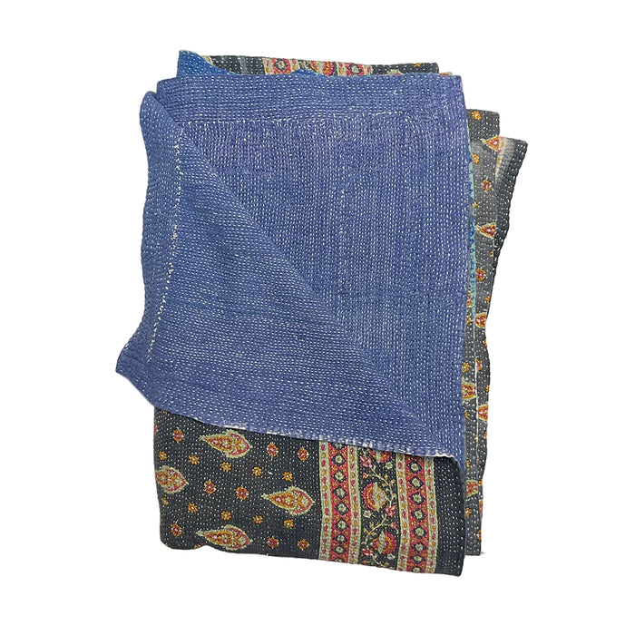 Vintage Kantha Reversible Cotton Throw Blanket (8C)