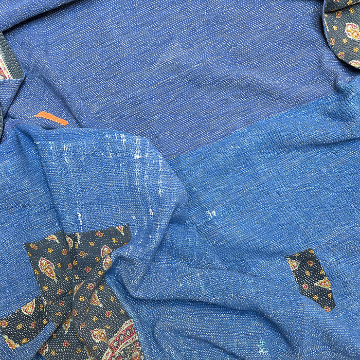 Vintage Kantha Reversible Cotton Throw Blanket (8C)