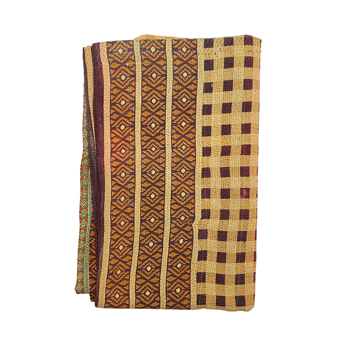 Vintage Kantha Reversible Cotton Throw Blanket (8D)