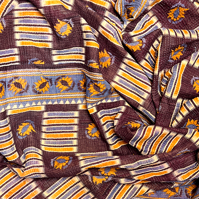 Vintage Kantha Reversible Cotton Throw Blanket (9A)