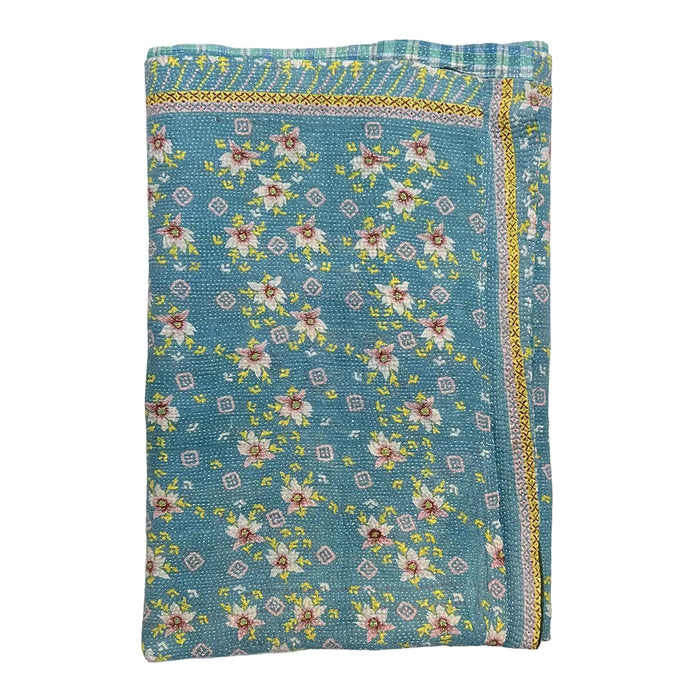 Vintage Kantha Reversible Cotton Throw Blanket (9C)
