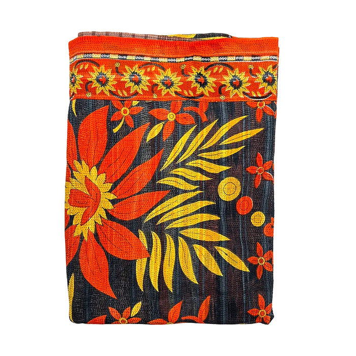 Vintage Kantha Reversible Cotton Throw Blanket (9D)