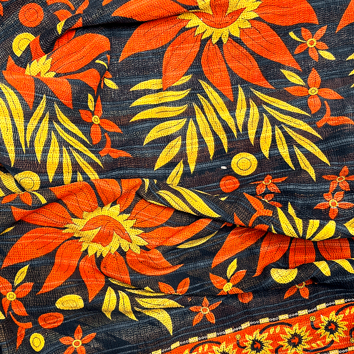 Vintage Kantha Reversible Cotton Throw Blanket (9D)