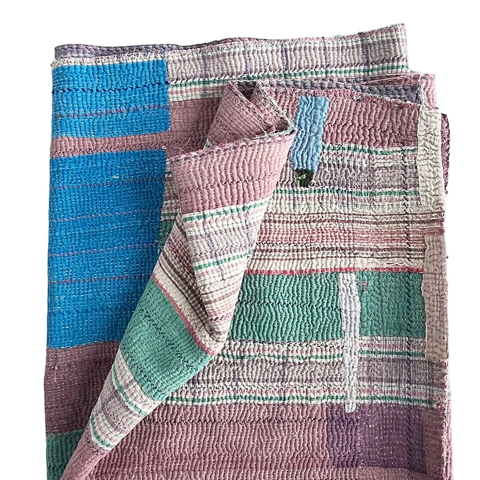 Vintage Kantha Reversible Cotton Throw Blanket (B5)