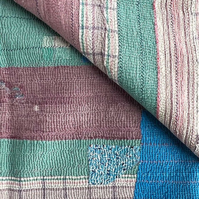 Vintage Kantha Reversible Cotton Throw Blanket (B5)