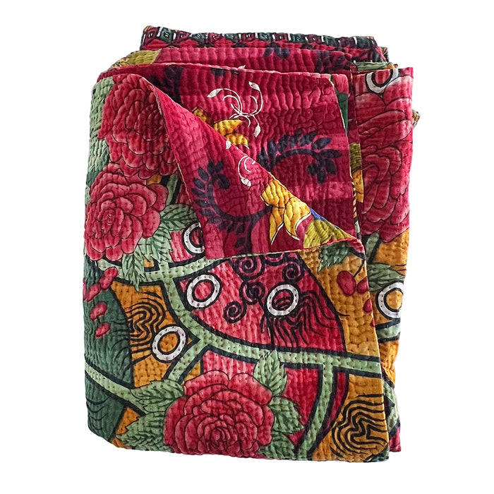 Vintage Kantha Reversible Cotton Throw Blanket (C5)
