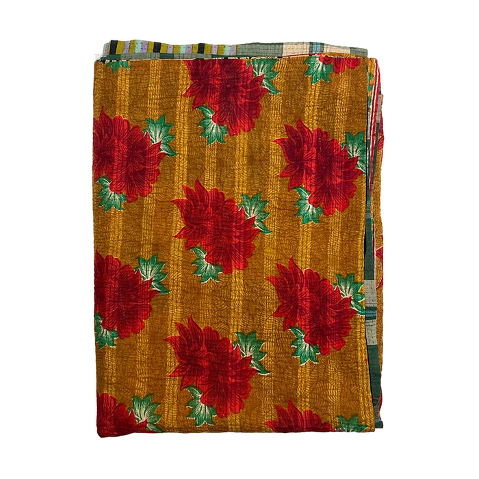 Vintage Kantha Reversible Cotton Throw Blanket (D3)