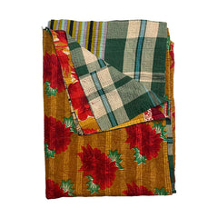 Vintage Kantha Reversible Cotton Throw Blanket (D3)