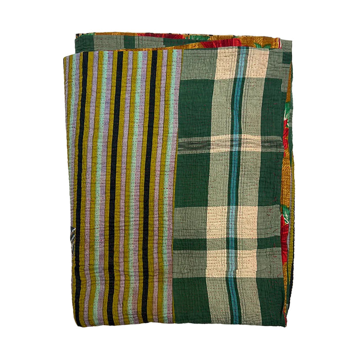 Vintage Kantha Reversible Cotton Throw Blanket (D3)