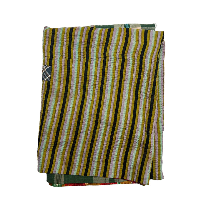 Vintage Kantha Reversible Cotton Throw Blanket (D3)