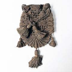 Vintage Macrame Drawstring Pouch Purse with Tassels