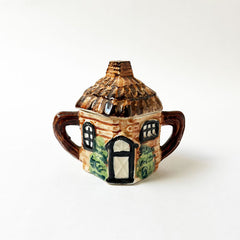 Vintage Thatched Roof Cottage Ceramic Sugar Bowl Made in Japan