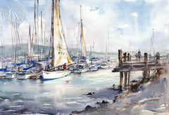 Waiting for Wind, watercolor painting by Shuang Li (American art). Original painting and fine art giclée reproduction by California Watercolor for wall decor.