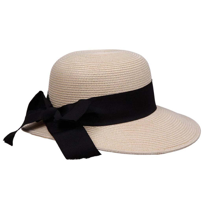 Washable Poly-Straw Facesaver Hat with Bow - Karen Keith Hats Facesaver Hat Great hats by Karen Keith PP23-B Natural OS (58 cm)