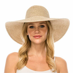 Washable Straw Wide Brim Beach Hat for Travel - Boardwalk Style Wide Brim Sun Hat Boardwalk Style Hats
