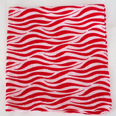 Wavy Red and White Seersucker Cotton Pocket Square by Put This On