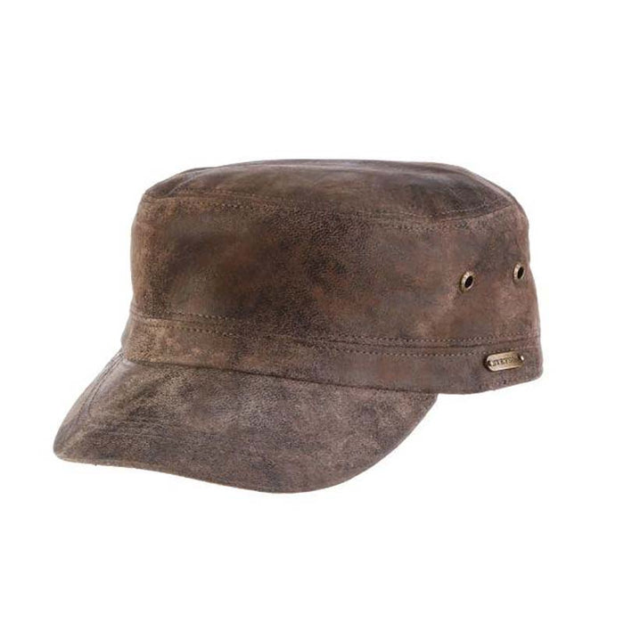 Weathered Leather Cadet Cap - Stetson Hats Cap Stetson Hats STW355-BN1 Brown S/M (57-59)