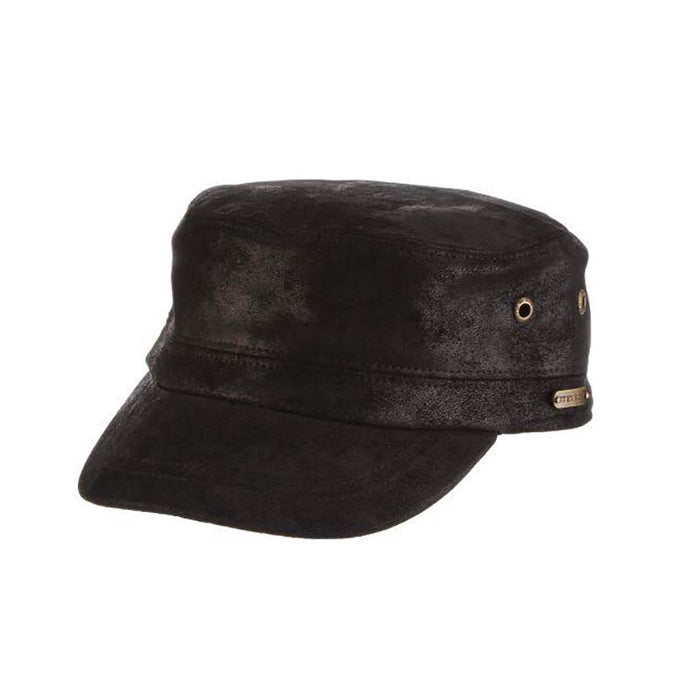 Weathered Leather Cadet Cap - Stetson Hats Cap Stetson Hats STW355-BK1 Black S/M (57-59)