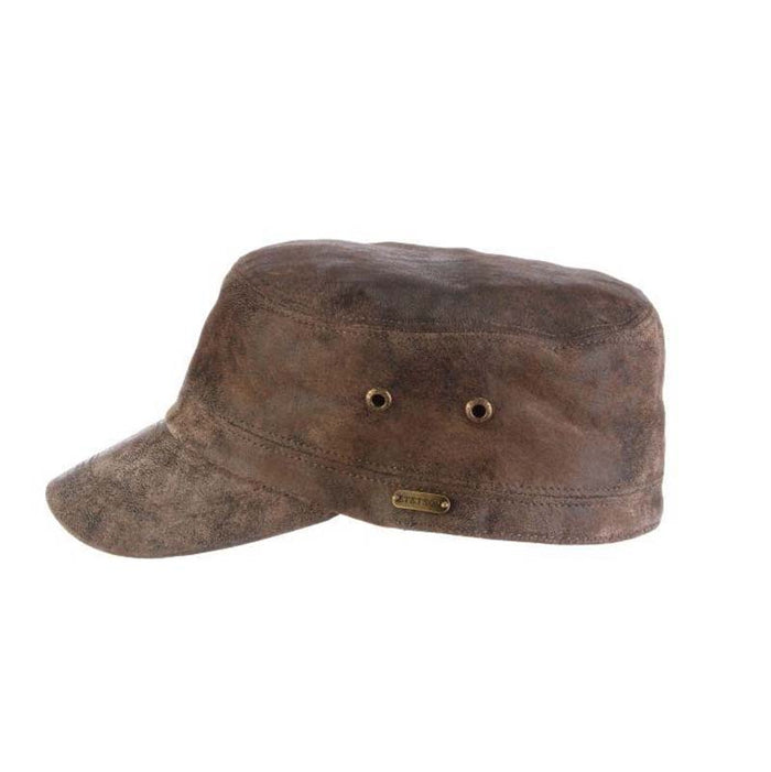 Weathered Leather Cadet Cap - Stetson Hats Cap Stetson Hats
