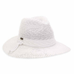 White Crocheted Summer Hippie Hat - Sun 'N' Sand Hats Safari Hat Sun N Sand Hats HH2574 White Medium (57 cm)
