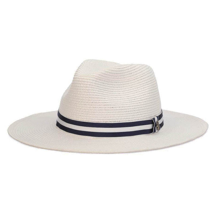 White Panama Hat with Striped Band - Tommy Bahama Safari Hat Tommy Bahama Hats TBL408WH White Medium (57 cm)